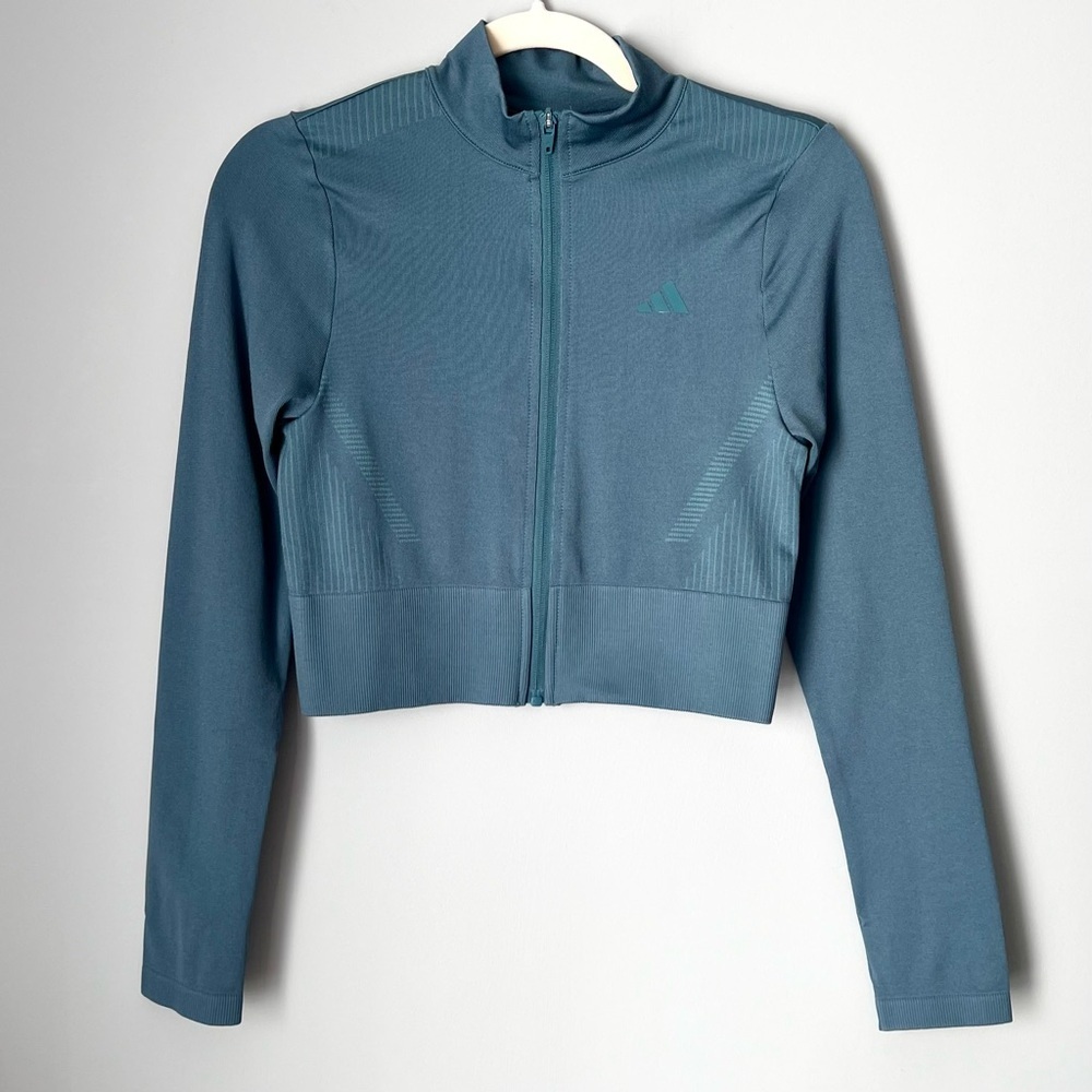 Adidas Cropped Zip-Up Training Jacket | Preloved Teal | Small